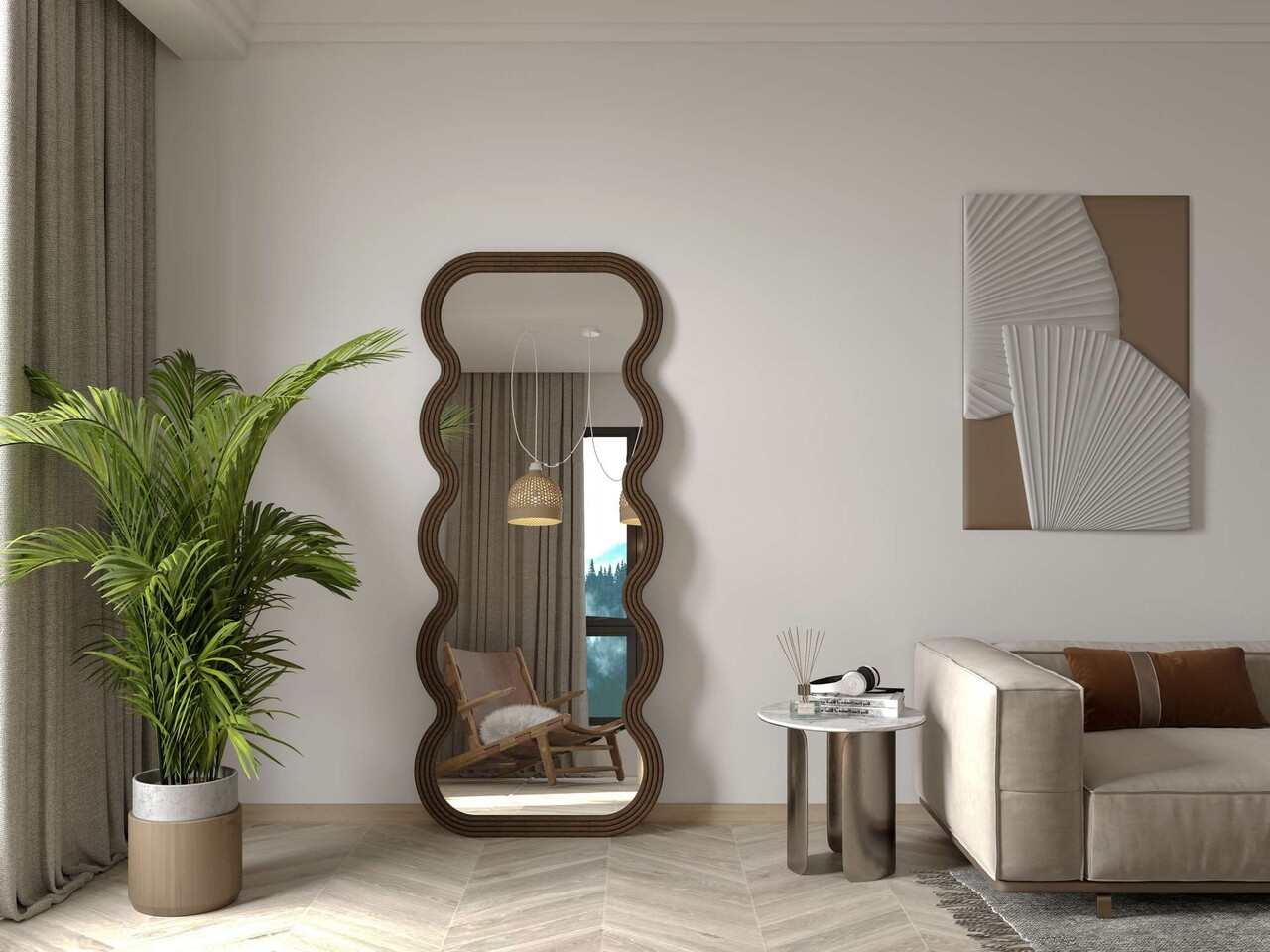 Oglinda Cheval Hanah Home Wave 70x170 cm MDF  Maro