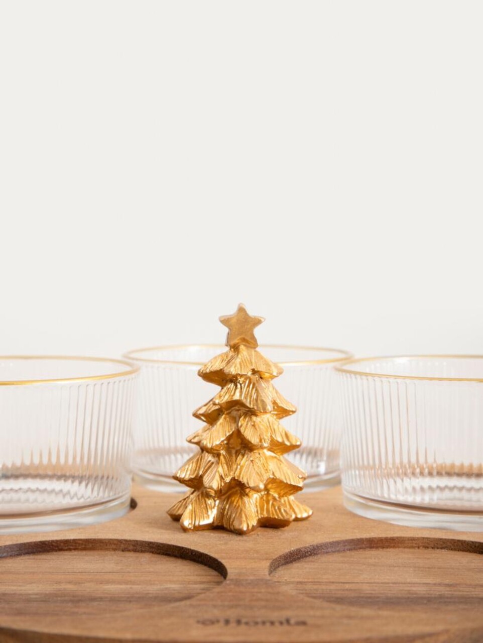 Set 5 boluri si platou Lovdal, Homla, 25x8.5 cm, lemn/sticla, natur/transparent