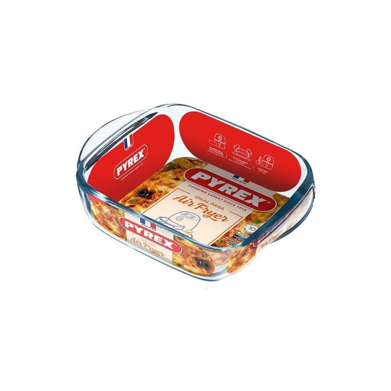 Vas patrat pentru airfryer 5,6L, sticla termorezistenta, 20x17cm/1L - Pyrex - imagine 3