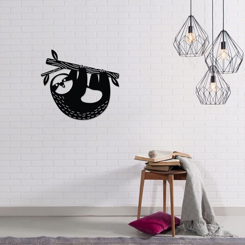 Decoratiune de perete, slothy, metal, dimensiune: 50 x 46 cm, negru