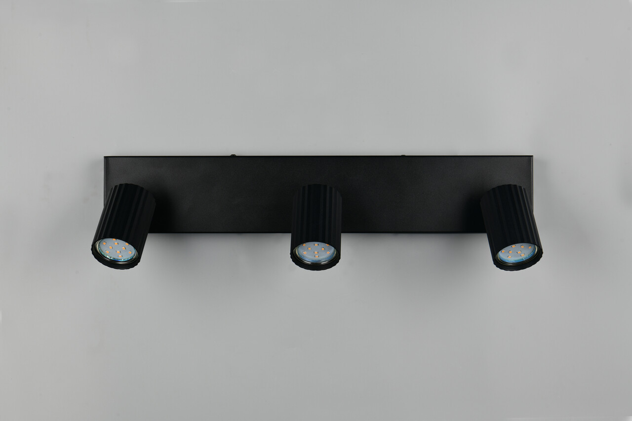Plafoniera Soka, TRIO, 50x9x14.5 cm, 10W, 3x GU10, metal, negru mat