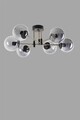 Lustra, Dolunay, Stala, 65 x 35 cm, 6 x E27, 60W, negru/fumuriu