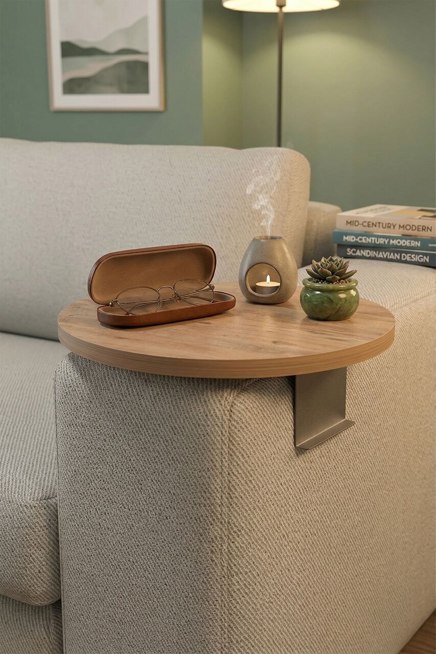 Masuta pentru cotiera canapea, Hanah Home, Artmtksofa1, 32x10x32 cm, Stejar - view 3