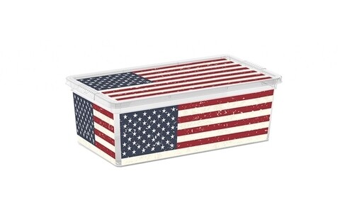 Cutie depozitare cu capac, KIS C-Box American Flag M, 18 L, plastic