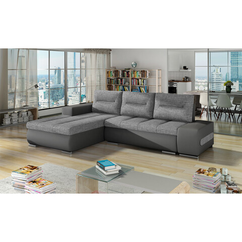 Coltar extensibil stanga 4 locuri ELTAP, Ov11, Ottavio, 275x180x85 cm, lemn/poliester, gri/gri inchis