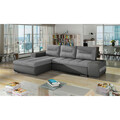 Coltar extensibil stanga 4 locuri ELTAP, Ov11, Ottavio, 275x180x85 cm, lemn/poliester, gri/gri inchis