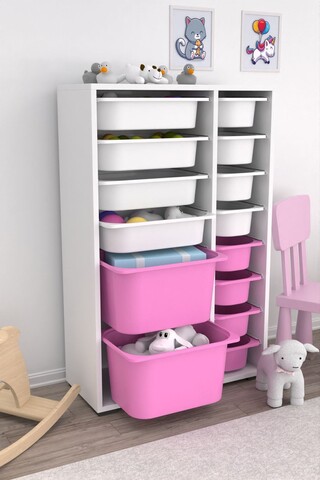 Dulap multifunctional, Estella, Rine 2D4K8U, Alb/Roz