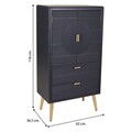Bufet inalt Almiram, Creaciones Meng, 62x36.5x118 cm, MDF, negru/auriu