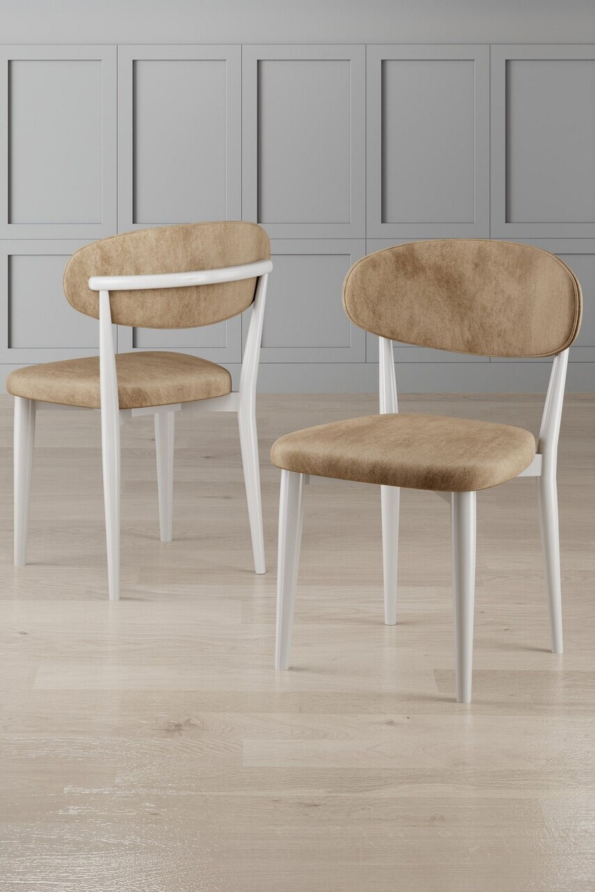 Set scaune 6 piese, Hanah Home, Onex, Cappuccino / Alb
