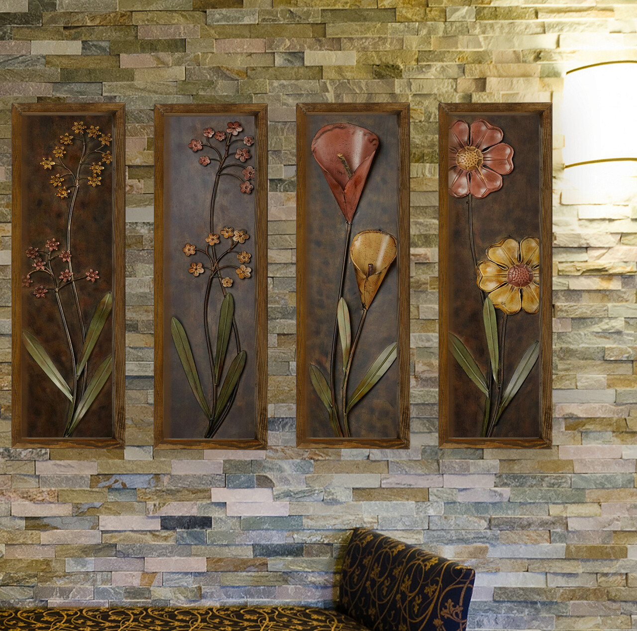Set 4 tablouri decorative, KZM384, MDF, Imprimat UV, Multicolor