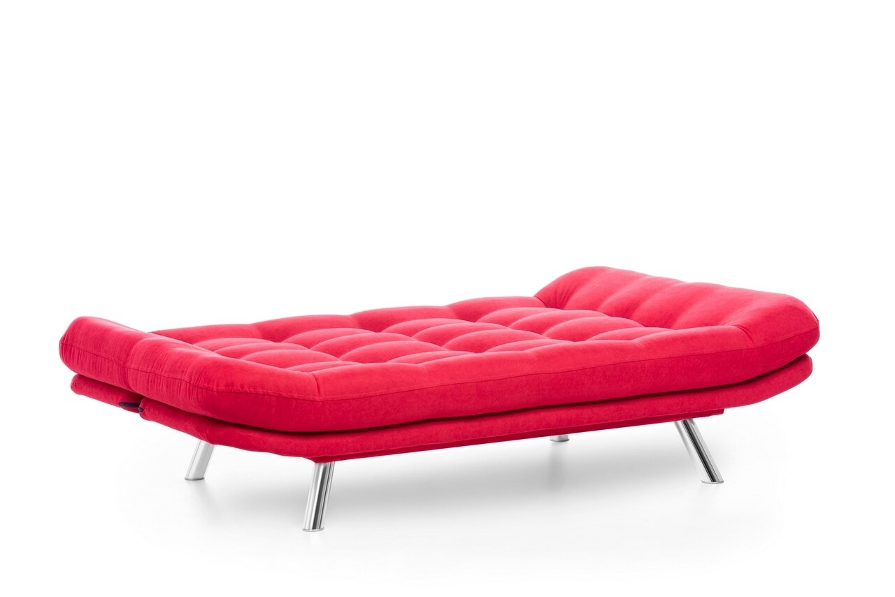 Canapea Extensibila Misa Sofabed, Futon, 3 Locuri, 198x128 Cm, Metal, Rosu