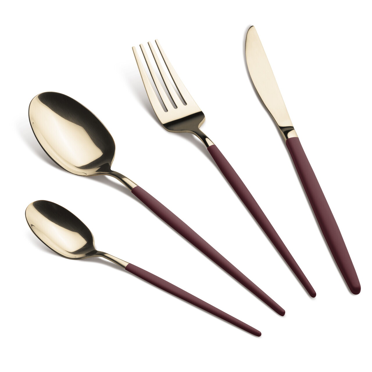 Set tacamuri 24 piese Berlinger Haus, Leonardo, inox, visiniu/sampanie - imagine 3