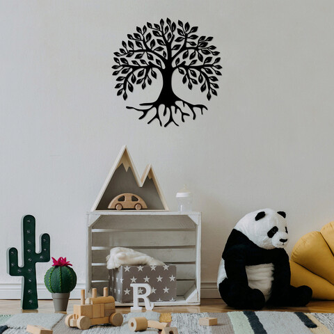 Decoratiune de perete, monumental tree 10, metal, dimensiune: 50 x 50 cm, negru