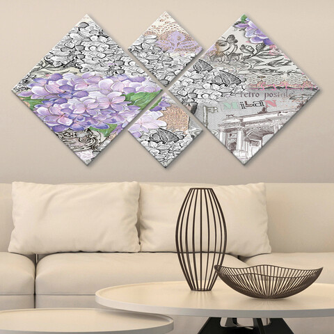 Set 4 tablouri decorative, 4mdf220108534, mdf, imprimat uv, multicolor