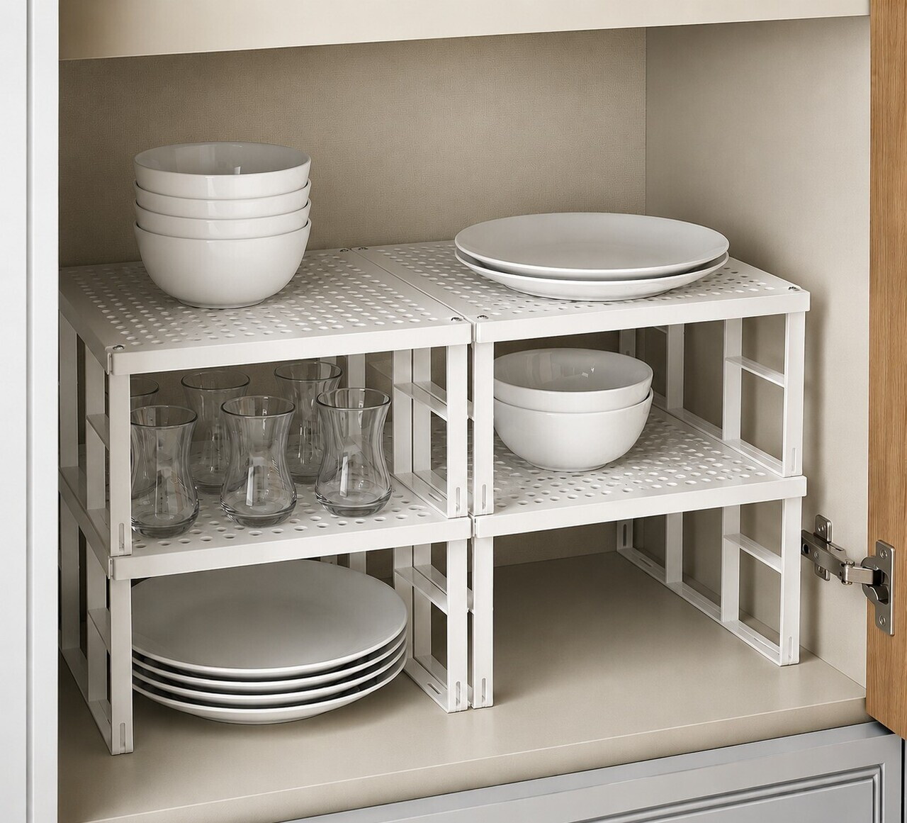 Organizator pentru frigider, Hermia, 734LRN1122, Dimensiuni: 31,5 x 27,5 x 15,5 cm (4 bucăți), Alb