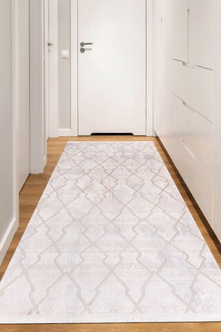 Covor, marrone 3458, 80x150 cm, fibre acrilice, crem