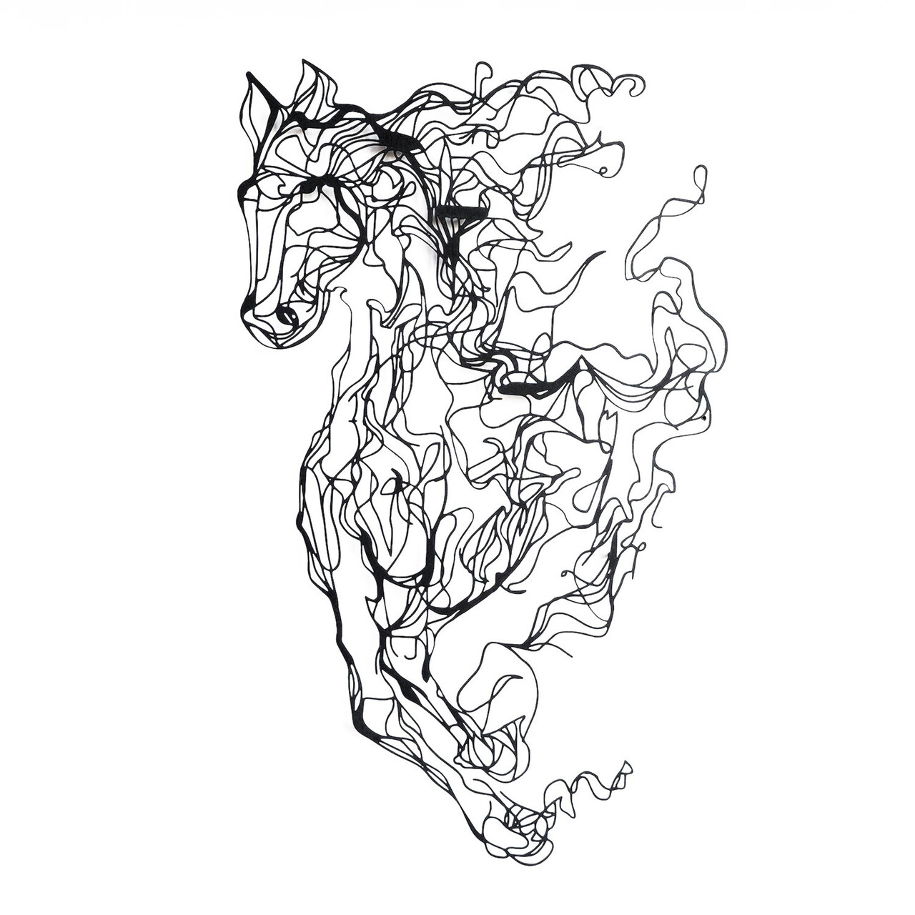 Decoratiune de perete, Metal Horse Line Art, Dimensiuni: 41 x 66 cm, Negru - imagine 7