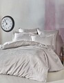 Lenjerie de pat dubla, Lucio - Light Grey, Şaheser, Bumbac Satinat