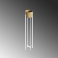 Ghiveci, GED-024-C, 23x108x23 cm, Metal, Alb/Auriu