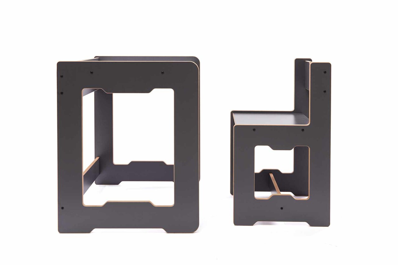 Set masa si scaun pentru copii, Hanah Home, Seagull, Antracit/Alb - view 2