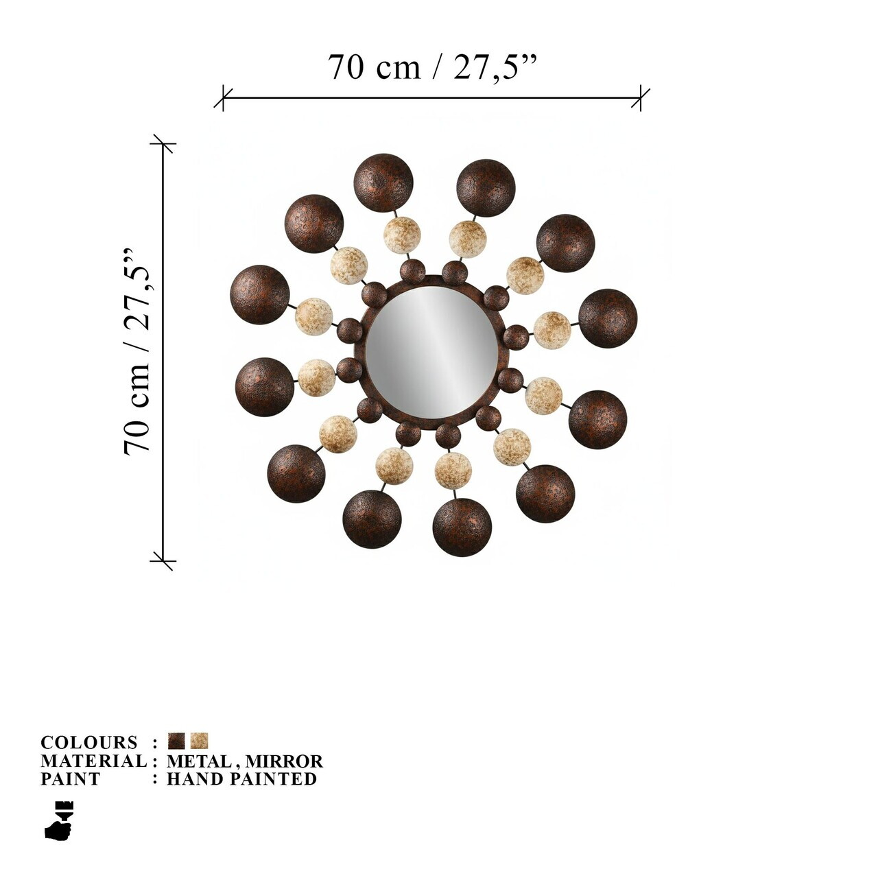 Oglinda decorativa, Bys, Oglindă de sticlă, Multicolor — imaginea 5
