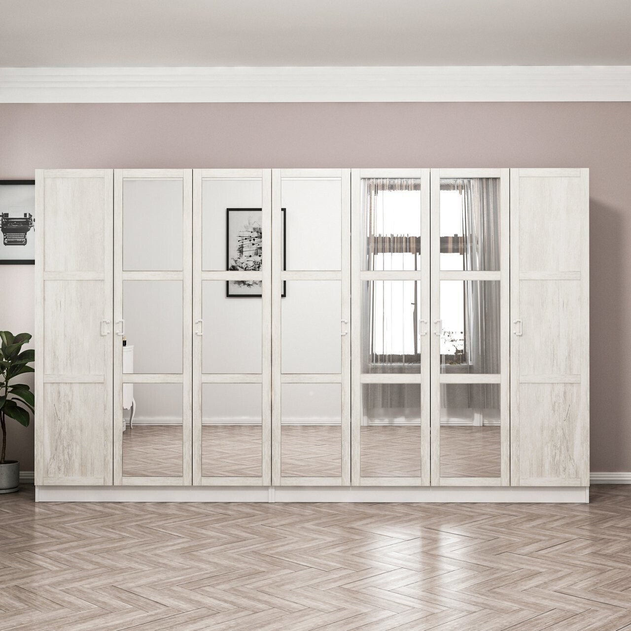 Dulap pentru haine, Minerva, Kale Country, 315x210x52 cm, PAL, Alb - 1 | YEO