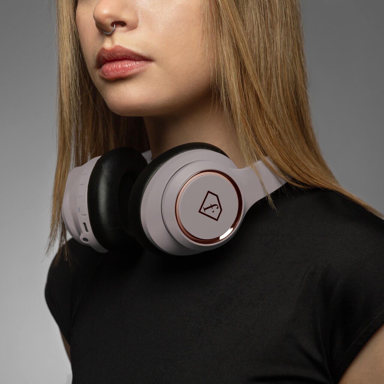Casti wireless ANC Fashion TV, Headphones, 17x18.5x8 cm, taupe - imagine 7