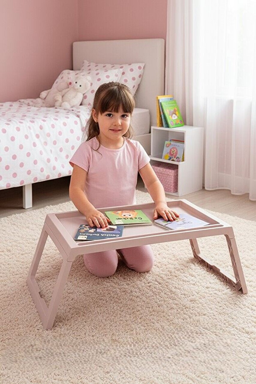 Masuta laptop, Hanah Home, Lavine, 56x26.3x36 cm, PLASTIC, Roz pudra — imaginea 3