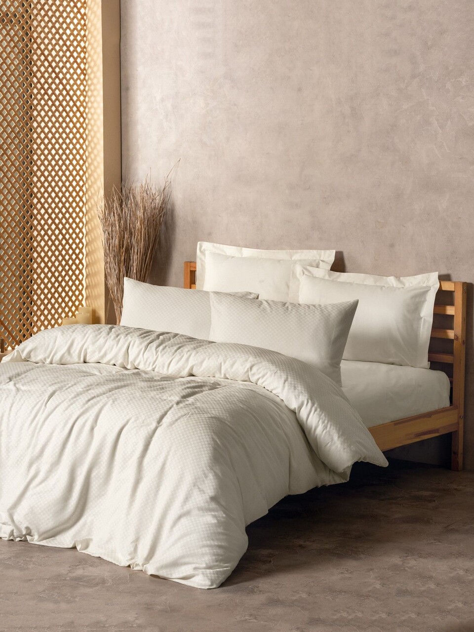 Lenjerie de pat dubla, Plaid - Cream, Cotton Box, Bumbac Ranforce