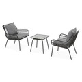 Set mobilier pentru gradina/terasa, Ribe, 3 piese, negru/gri