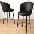 Set scaune de bar 6 piese, Charlotte, Uras, Metal, Negru
