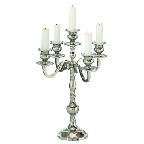 Sfesnic pentru 5 lumanari Vasas, Boltze, 31x26x50 cm, aluminiu, argintiu 31x26x50