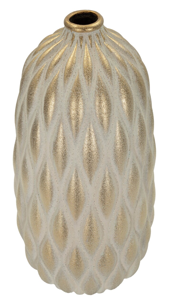 Vaza decorativa, Mauro Ferretti, Pepitas, 22x44 cm, ceramica, gri/auriu - view 4