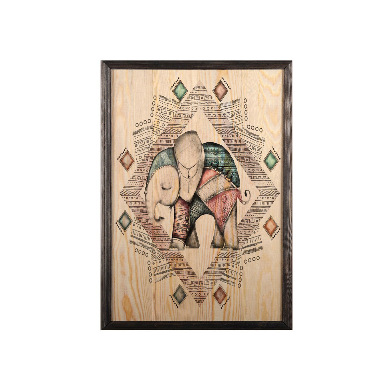 Tablou decorativ, Cute Elephant, Lemn, Lemn, Multicolor - 1 | YEO