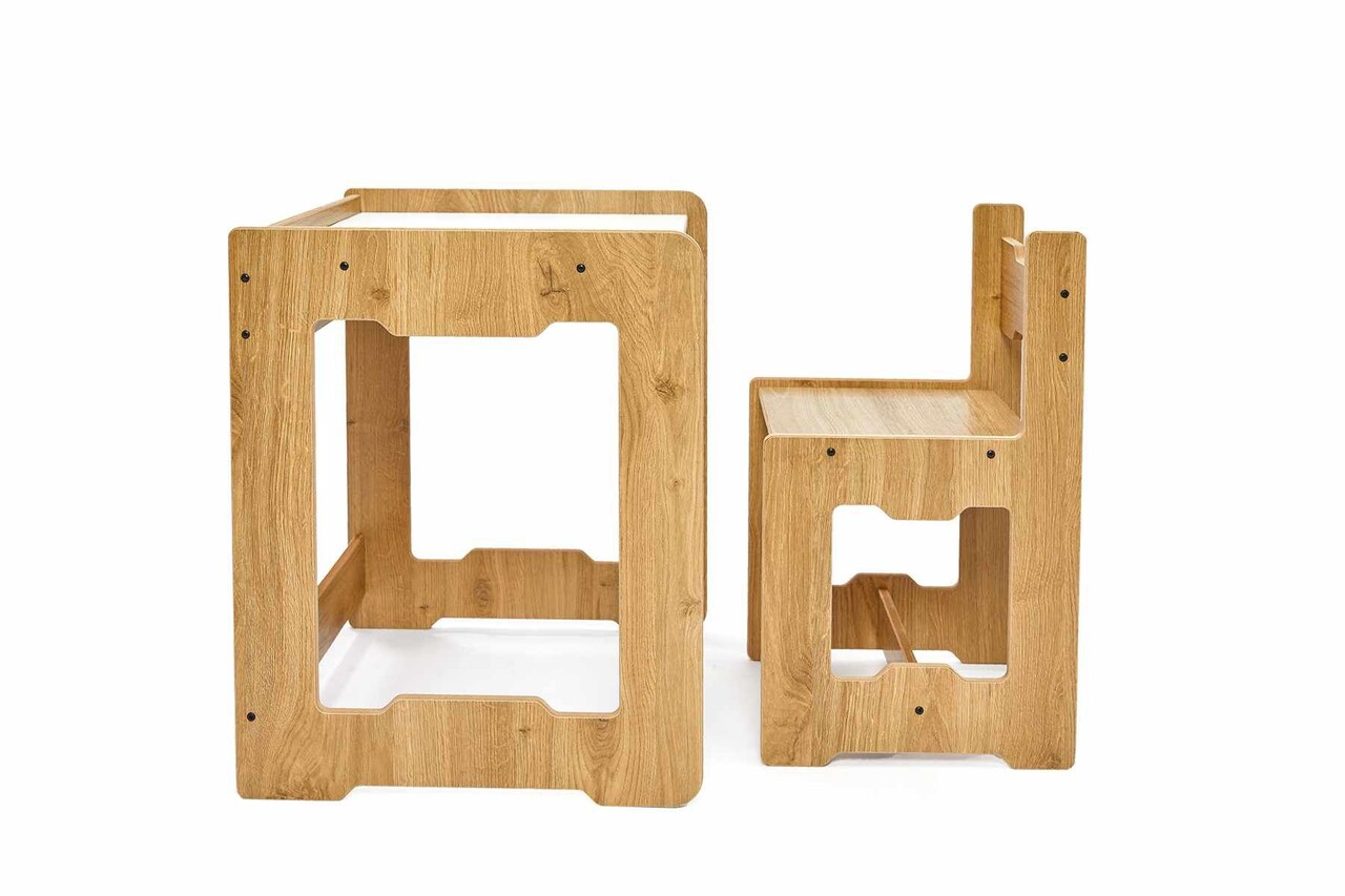Set masa si scaun pentru copii, Hanah Home, Seagull, Alb / Natural - view 8