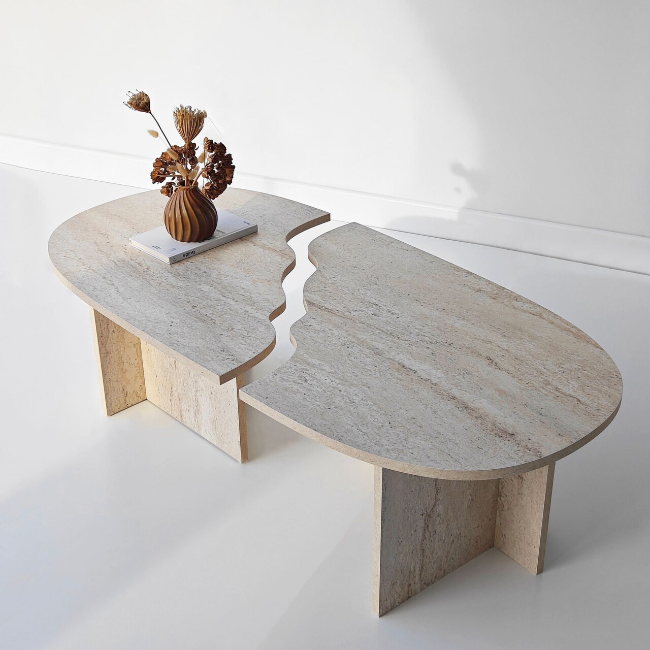 Masuta de cafea, Hanah Home, Missisipi, 120x38x60 cm, Travertin - view 2