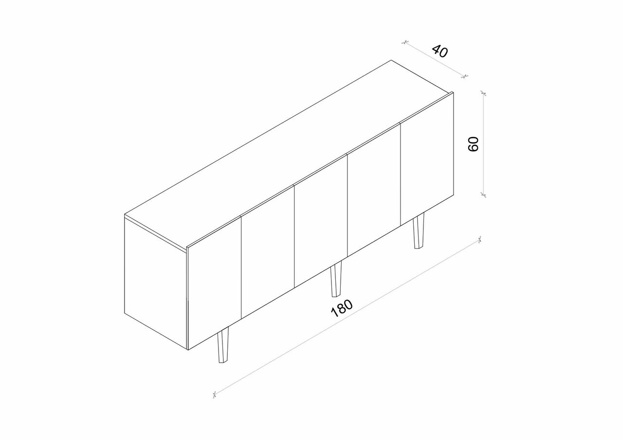 Consola, Hanah Home, Capella 180, 180x60x40 cm, MDF, Negru - view 5