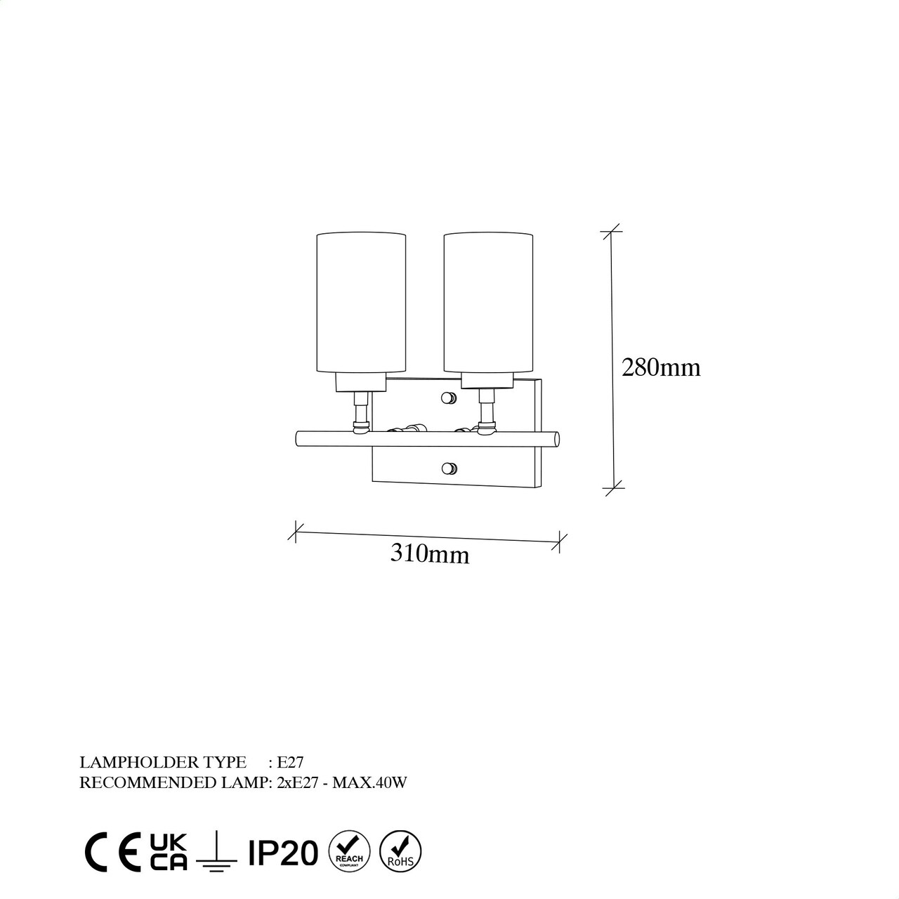 Aplica de perete, Fulgor, 942FLG2210, Metal, Auriu