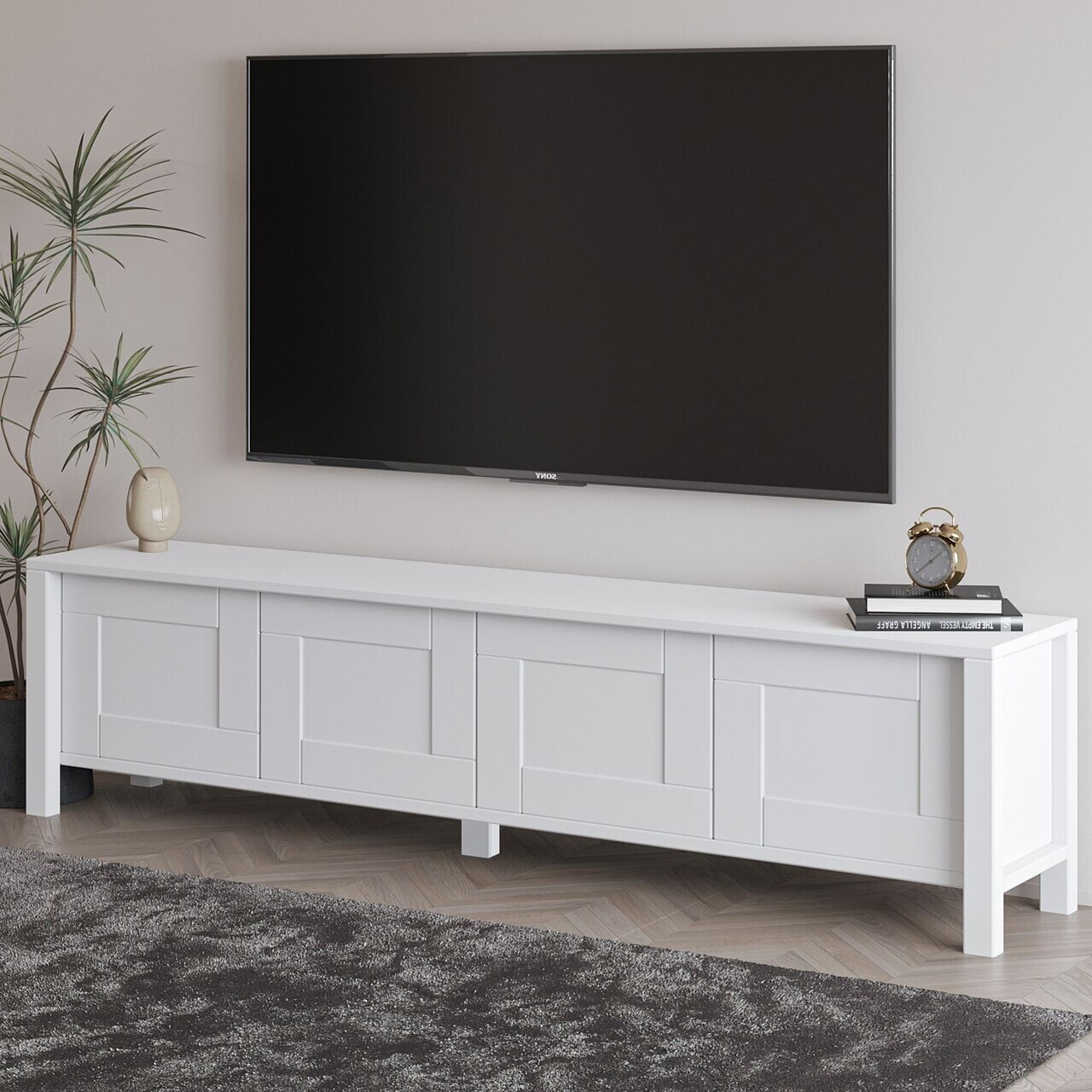 Comoda TV, Hanah Home, Vachel, 160x45x35 cm, PAL, Alb — imaginea 3