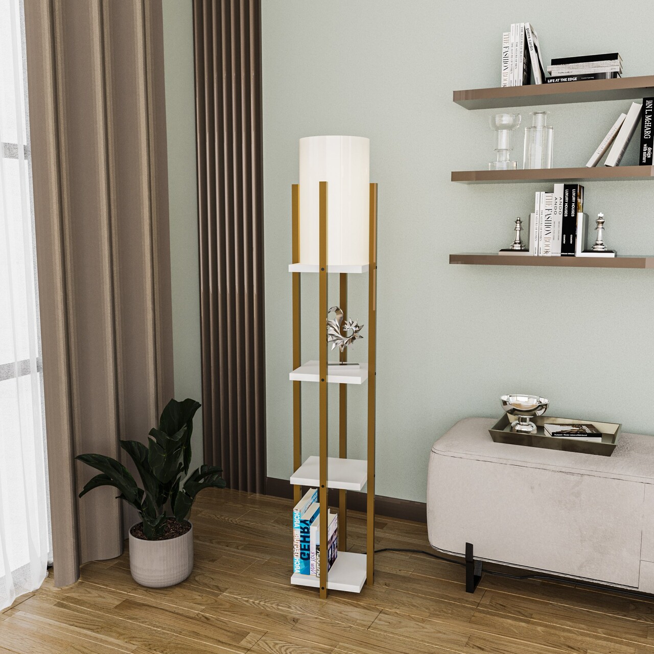 Lampadar, L'essentiel Maison, 892OPV1161, Aur/Alb - view 3