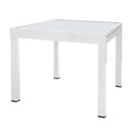 Masa extensibila Thais, 80-160 x 80 x 74 cm, aluminiu/sticla temperata, alb