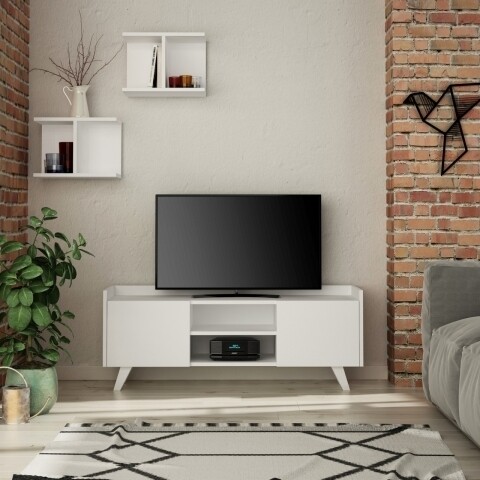 Comoda TV, Homitis, Trap Tv - White, 33x122x49 cm
