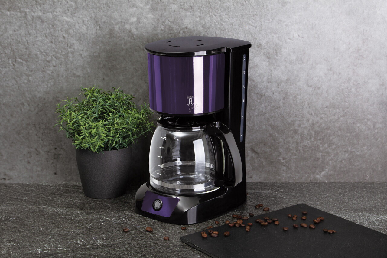 Aparat electric de cafea Berlinger Haus, Purple Eclipse, 800W, 1.5 L, plastic/inox, mov/transparent - imagine 2