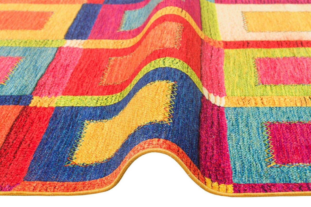 Covor, Ln 08 Multy Sacakli Nw , 75x300 cm, Poliester, Multicolor