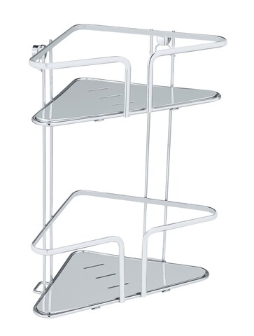 Etajera de colt pentru baie, wenko, termoli, 28 x 35 x 15.5 cm, inox/plastic, argintiu