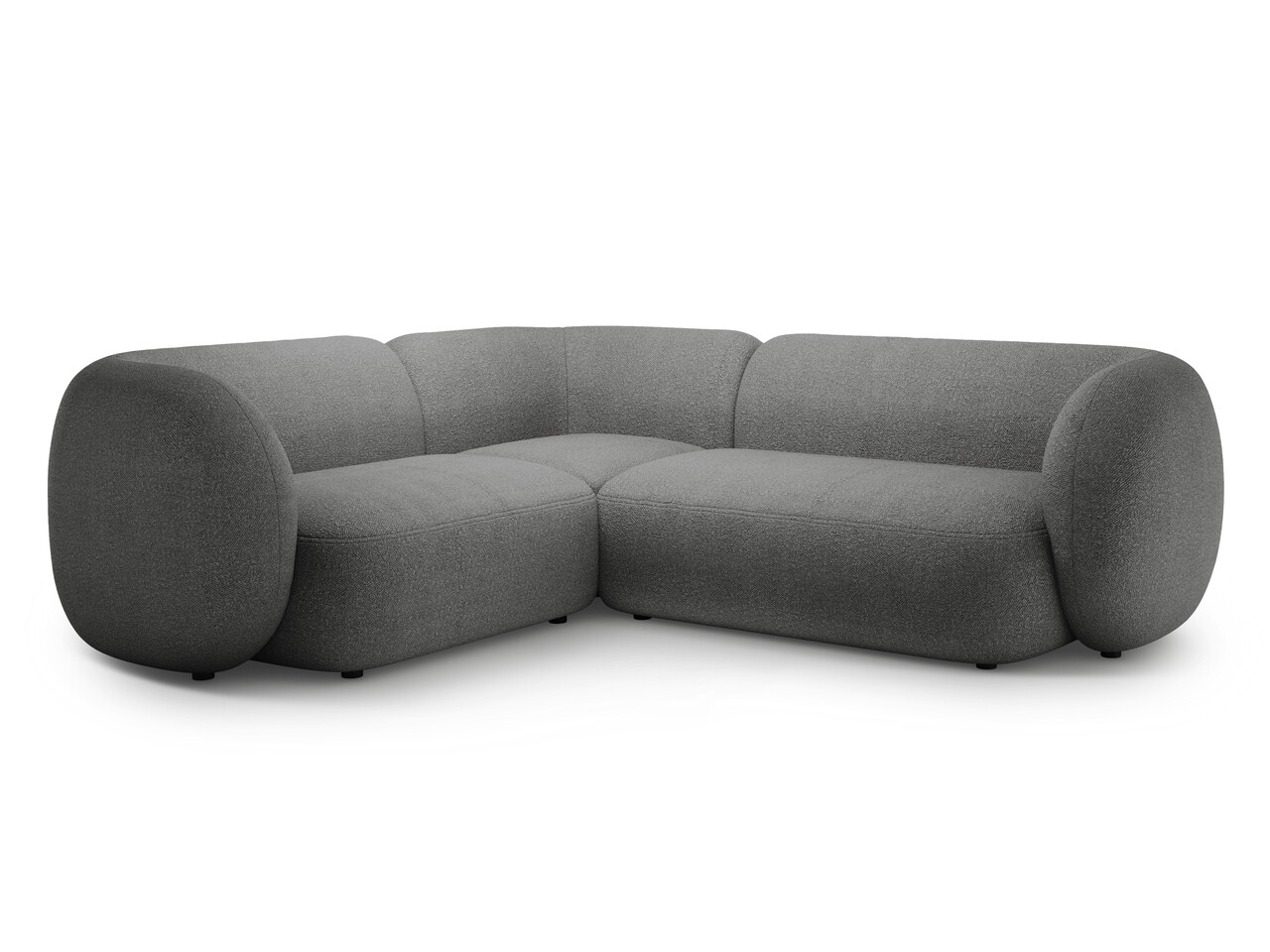 Coltar stanga 4 locuri, Kate, Micadoni, 252x220x76 cm, tesatura boucle, gri inchis