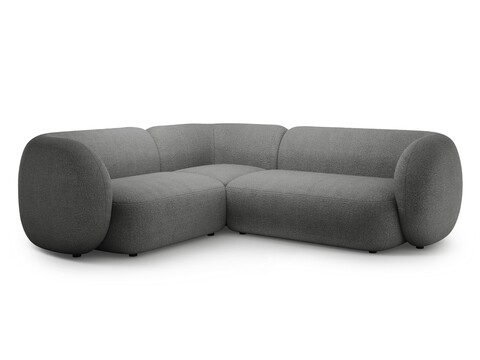 Coltar stanga 4 locuri, Kate, Micadoni, 252x220x76 cm, tesatura boucle, gri inchis
