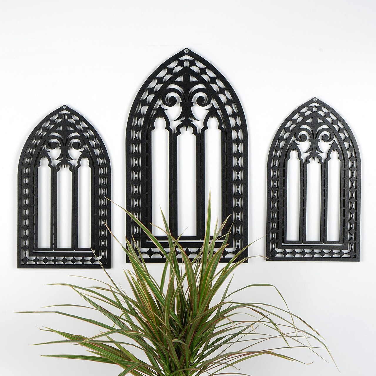 Decoratiune de perete, CRY021, Dimensiune: 26 x 15 cm (2 bucăți), Negru - view 2