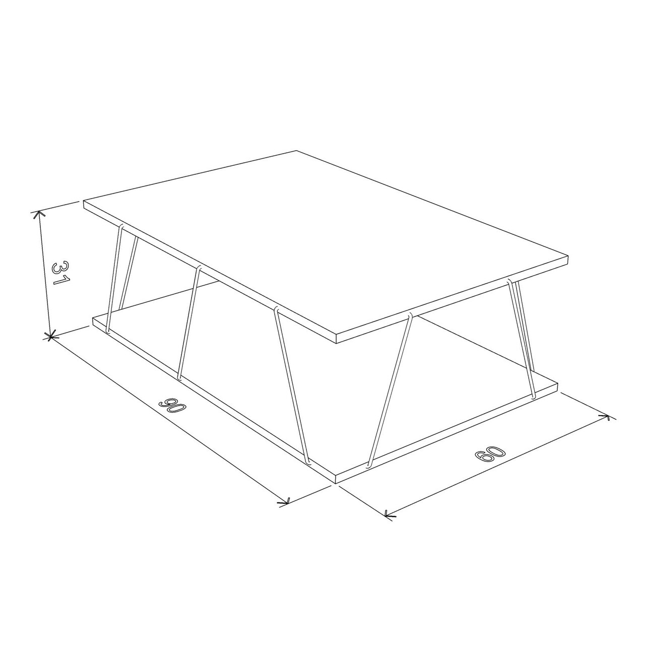 Masuta De Cafea Rafevi Tars, 90 X 60 X 30.5 Cm, PAL/metal, Alb/roz