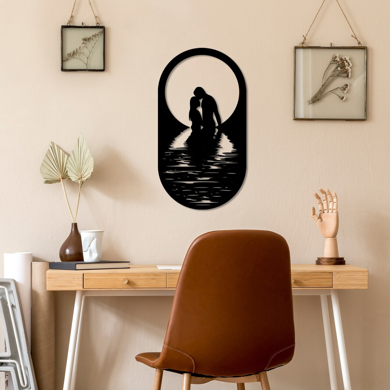 Decoratiune de perete, Romantic, Dimensiuni: 56 x 30 cm, Negru — imaginea 3